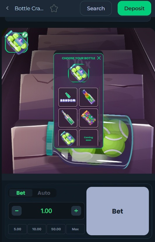 Bottle Crash gameplay screen